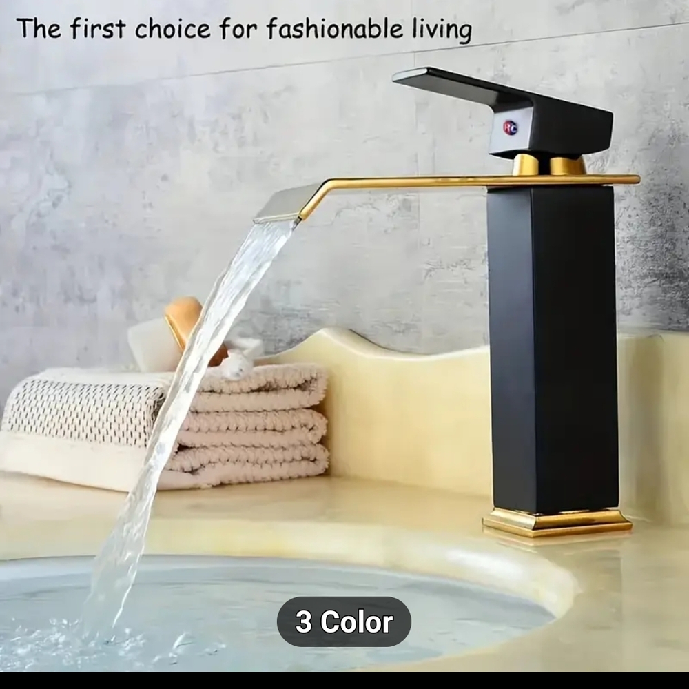 Modern Black and Gold Bathroom Faucet